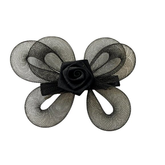 Vintage Rosette Barrette Black Bow 80’s Coquette - Picture 1 of 4